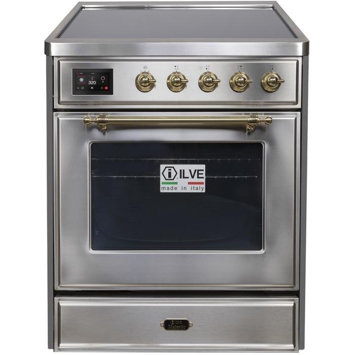 ILVE 30" Majestic II Series Freestanding Electric Single Oven Range with 4 Elements, Triple Glass Cool Door, Convection Oven, TFT Oven Control Display and Child Lock UMI30NE3