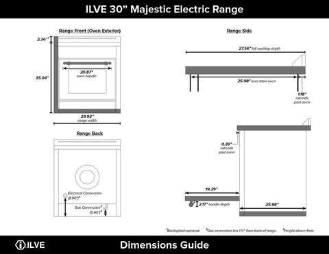 ILVE 30" Majestic II Series Induction Range with 4 Elements 2.3 cu. ft. Total Oven Capacity TFT Oven Control Display UMI30QNE3