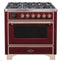ILVE 36" Majestic II Series Dual Fuel Gas Range with 6 Burners with 3.5 cu. ft. Oven Capacity TFT Oven Control Display UM096DNS