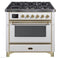 ILVE 36" Majestic II Series Dual Fuel Gas Range with 6 Burners with 3.5 cu. ft. Oven Capacity TFT Oven Control Display UM096DNS