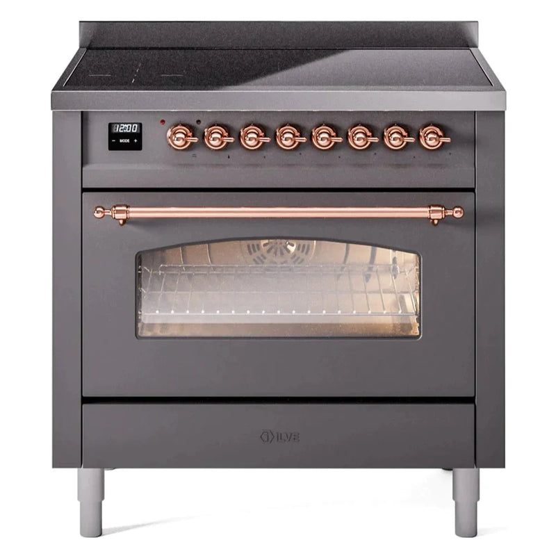 ILVE 36" Nostalgie II Series Freestanding Electric Double Oven Range with 5 Elements, Triple Glass Cool Door, Convection Oven, TFT Oven Control Display and Child Lock UPI366NMP