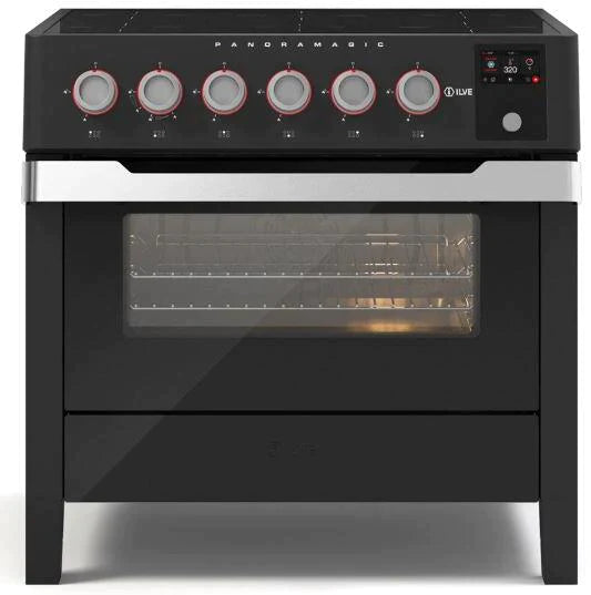 ILVE 36"Panoramagic Series Freestanding Electric Double Oven Range with 5 Elements, Triple Glass Cool Door, Convection Oven, TFT - UPMI09S3SSS