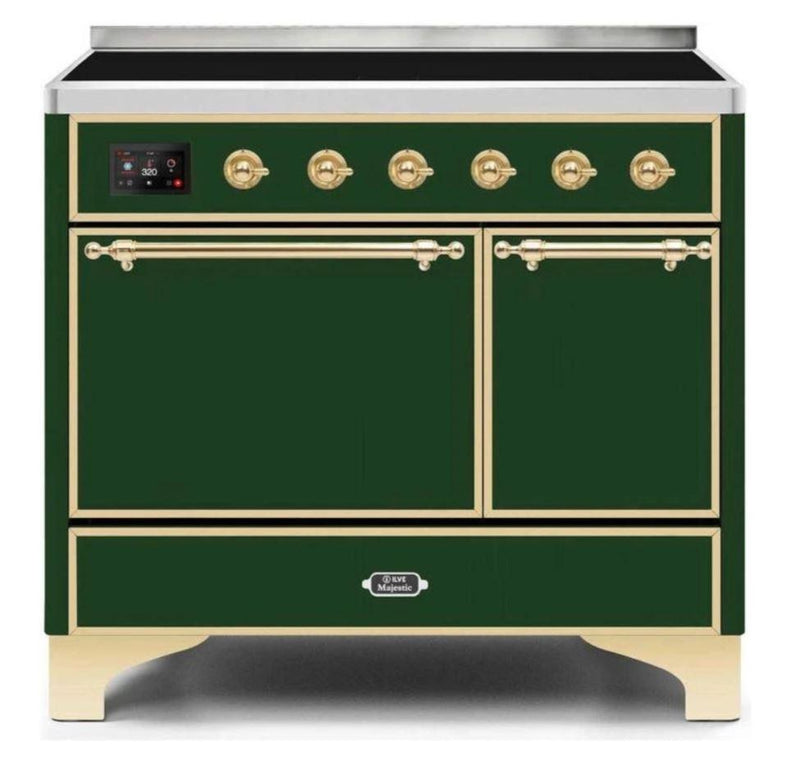 ILVE 40 Inch Majestic II Series Induction Range with 6 Elements Dual Ovens TFT Control Display Solid Oven Door UMDI10QNS3