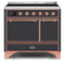 ILVE 40 Inch Majestic II Series Induction Range with 6 Elements Dual Ovens TFT Control Display Solid Oven Door UMDI10QNS3