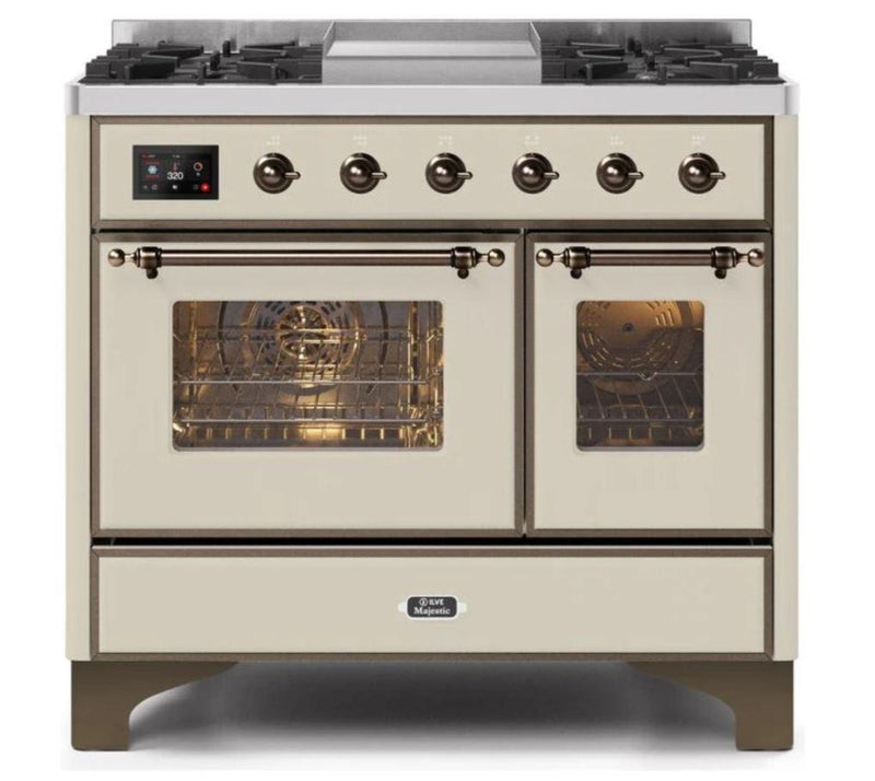 ILVE 40 Inch Majestic II Series Natural Gas/ Propane Gas Burner and Electric Oven with 6 Sealed Burners UMD10FDNS3