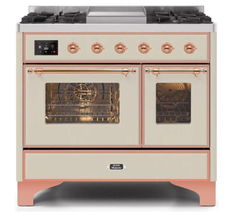 ILVE 40 Inch Majestic II Series Natural Gas/ Propane Gas Burner and Electric Oven with 6 Sealed Burners UMD10FDNS3