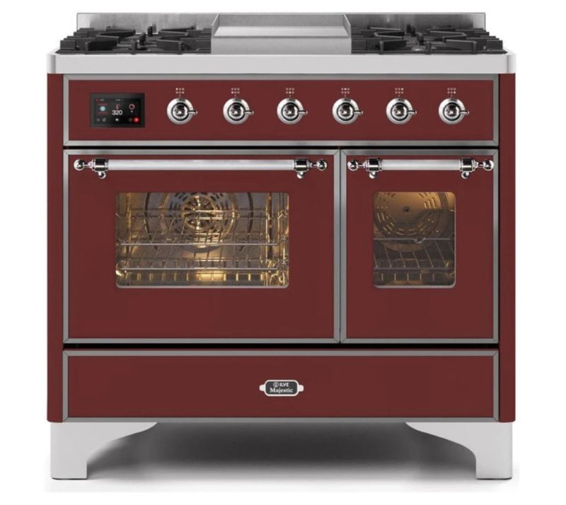 ILVE 40 Inch Majestic II Series Natural Gas/ Propane Gas Burner and Electric Oven with 6 Sealed Burners UMD10FDNS3