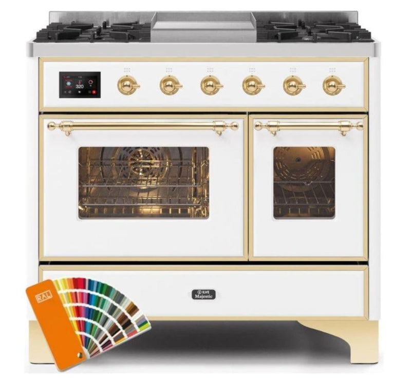 ILVE 40 Inch Majestic II Series Natural Gas/ Propane Gas Burner and Electric Oven with 6 Sealed Burners UMD10FDNS3