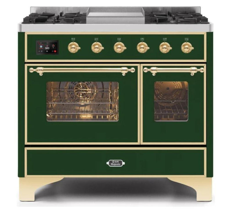 ILVE 40 Inch Majestic II Series Natural Gas/ Propane Gas Burner and Electric Oven with 6 Sealed Burners UMD10FDNS3