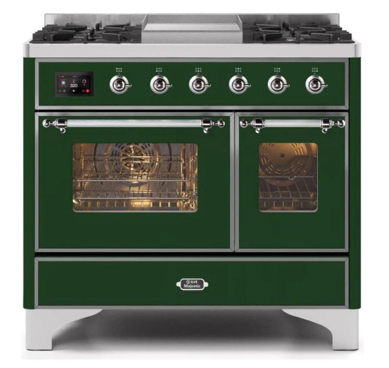 ILVE 40 Inch Majestic II Series Natural Gas/ Propane Gas Burner and Electric Oven with 6 Sealed Burners UMD10FDNS3