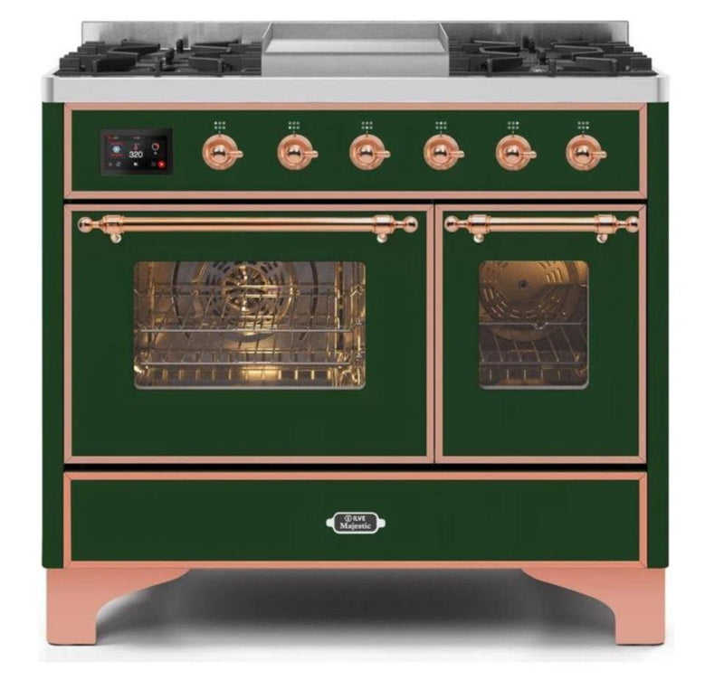 ILVE 40 Inch Majestic II Series Natural Gas/ Propane Gas Burner and Electric Oven with 6 Sealed Burners UMD10FDNS3