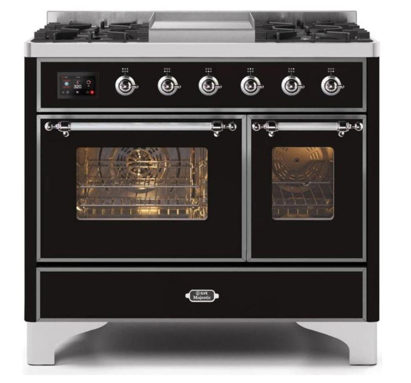 ILVE 40 Inch Majestic II Series Natural Gas/ Propane Gas Burner and Electric Oven with 6 Sealed Burners UMD10FDNS3