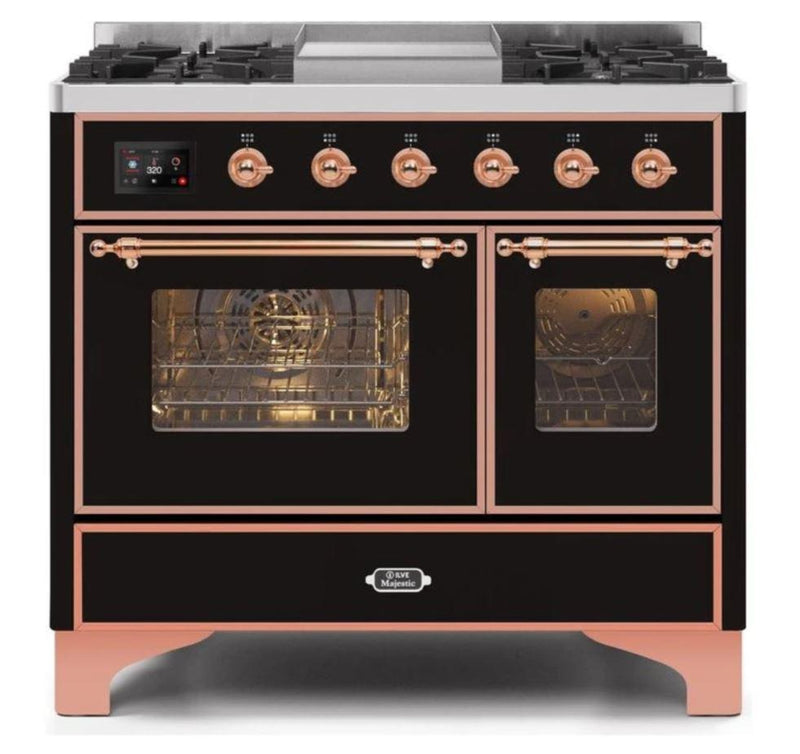 ILVE 40 Inch Majestic II Series Natural Gas/ Propane Gas Burner and Electric Oven with 6 Sealed Burners UMD10FDNS3