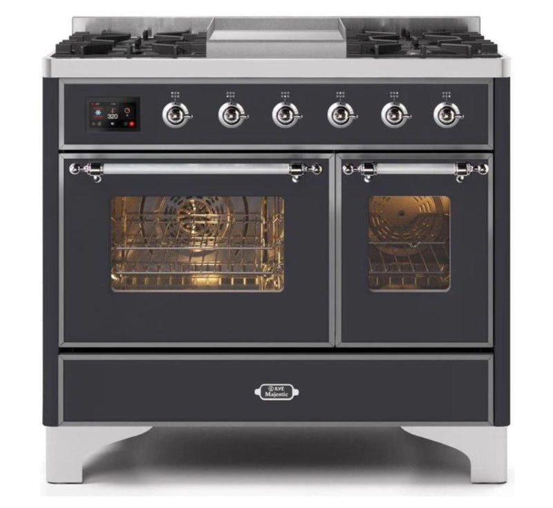 ILVE 40 Inch Majestic II Series Natural Gas/ Propane Gas Burner and Electric Oven with 6 Sealed Burners UMD10FDNS3