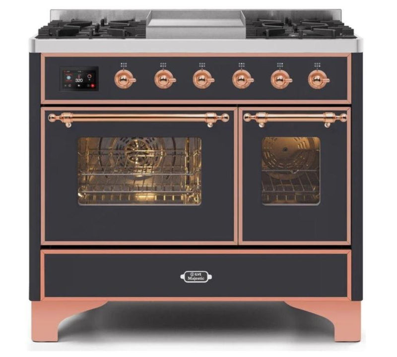 ILVE 40 Inch Majestic II Series Natural Gas/ Propane Gas Burner and Electric Oven with 6 Sealed Burners UMD10FDNS3