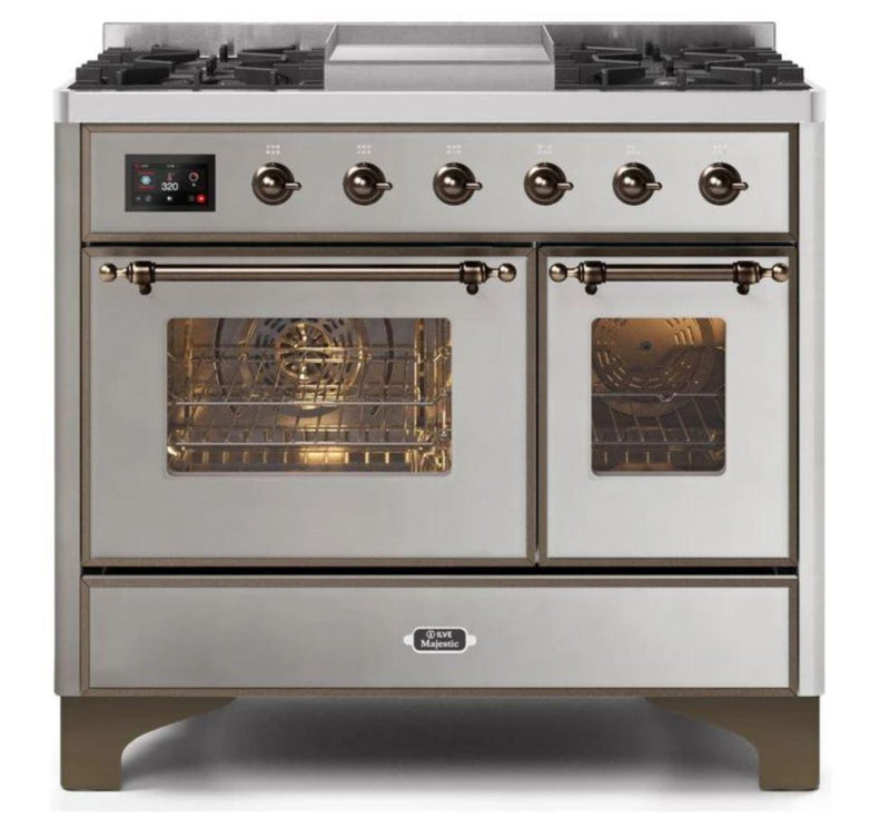 ILVE 40 Inch Majestic II Series Natural Gas/ Propane Gas Burner and Electric Oven with 6 Sealed Burners UMD10FDNS3