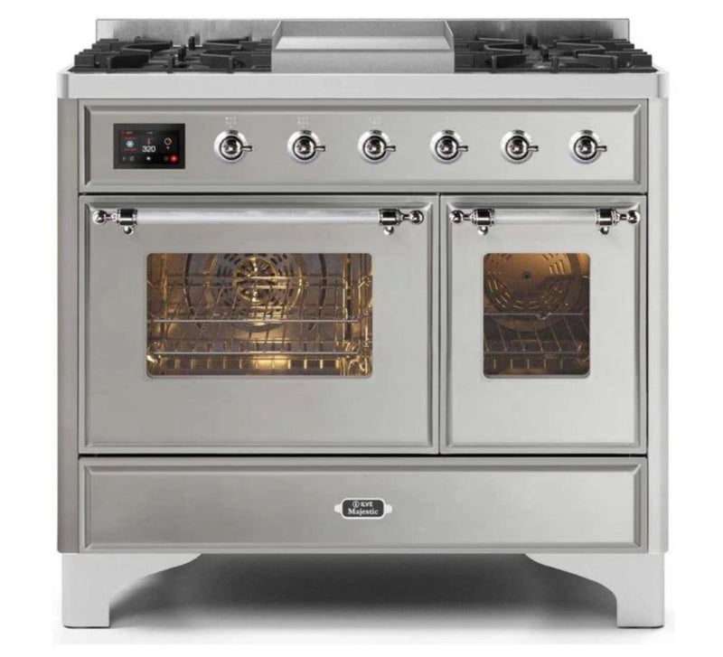 ILVE 40 Inch Majestic II Series Natural Gas/ Propane Gas Burner and Electric Oven with 6 Sealed Burners UMD10FDNS3