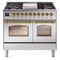 ILVE 40" Nostalgie II Series Freestanding Double Oven Dual Fuel Range with 6 Sealed Burners and Griddle UPD40FNMP