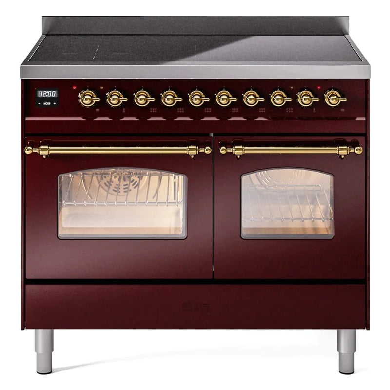 ILVE 40" Nostalgie II Series Freestanding Electric Double Oven Range with 6 Elements, Triple Glass Cool Door, Convection Oven, TFT Oven Control Display and Child Lock UPDI406NMP
