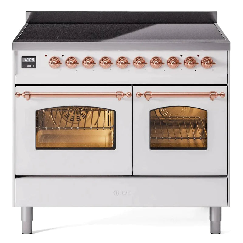 ILVE 40" Nostalgie II Series Freestanding Electric Double Oven Range with 6 Elements, Triple Glass Cool Door, Convection Oven, TFT Oven Control Display and Child Lock UPDI406NMP