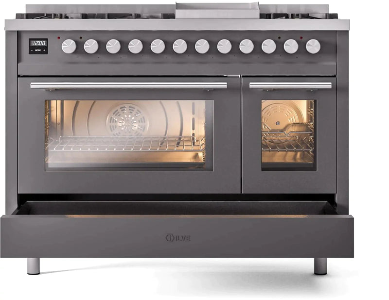 ILVE 48-Inch Professional Plus II Freestanding Dual Fuel Range with 8 Sealed Burner UP48FWMP