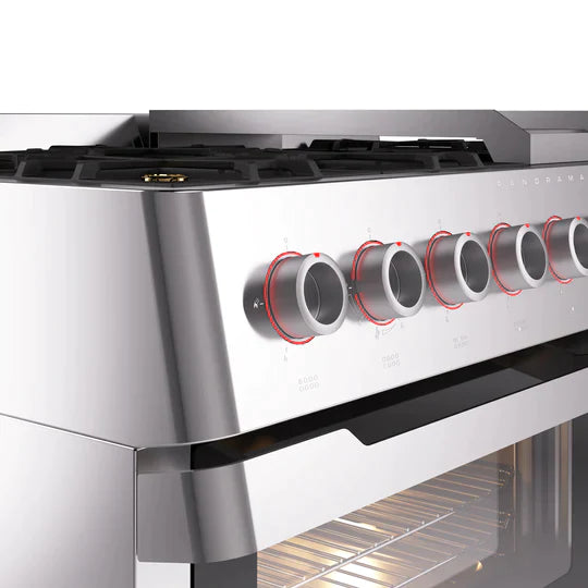 ILVE 48" Panoramagic Series Freestanding Double Oven Dual Fuel Range with 8 Sealed Burners and Griddle UPM12FDS3SS