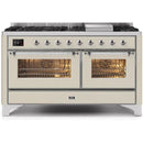 ILVE 60 Inch Majestic II Series Dual Fuel Natural Gas Range with 9 Sealed Burners and Griddle with 5.8 cu. ft. Total Oven Capacity TFT Oven Control Display UM15FDNS3