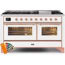 ILVE 60 Inch Majestic II Series Dual Fuel Natural Gas Range with 9 Sealed Burners and Griddle with 5.8 cu. ft. Total Oven Capacity TFT Oven Control Display UM15FDNS3