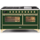 ILVE 60 Inch Majestic II Series Dual Fuel Natural Gas Range with 9 Sealed Burners and Griddle with 5.8 cu. ft. Total Oven Capacity TFT Oven Control Display UM15FDNS3