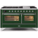 ILVE 60 Inch Majestic II Series Dual Fuel Natural Gas Range with 9 Sealed Burners and Griddle with 5.8 cu. ft. Total Oven Capacity TFT Oven Control Display UM15FDNS3