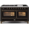 ILVE 60 Inch Majestic II Series Dual Fuel Natural Gas Range with 9 Sealed Burners and Griddle with 5.8 cu. ft. Total Oven Capacity TFT Oven Control Display UM15FDNS3