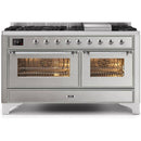 ILVE 60 Inch Majestic II Series Dual Fuel Natural Gas Range with 9 Sealed Burners and Griddle with 5.8 cu. ft. Total Oven Capacity TFT Oven Control Display UM15FDNS3