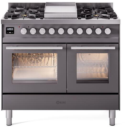 ILVE Professional Plus II 40-Inch Freestanding Dual Fuel Range with 6 Sealed Burner - UPD40FWMP