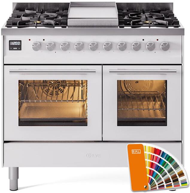 ILVE Professional Plus II 40-Inch Freestanding Dual Fuel Range with 6 Sealed Burner - UPD40FWMP