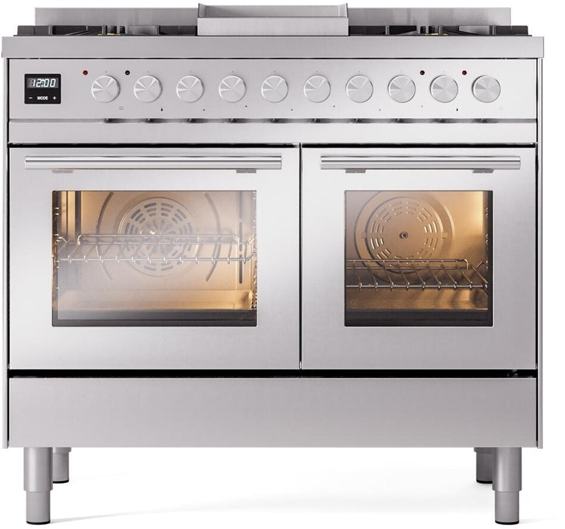 ILVE Professional Plus II 40-Inch Freestanding Dual Fuel Range with 6 Sealed Burner - UPD40FWMP