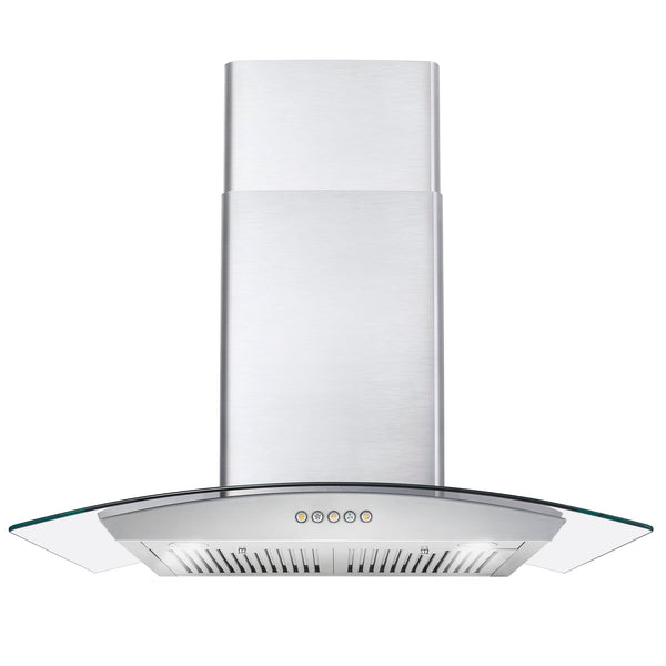 Cosmo 30-Inch 380 CFM Ducted Wall Mount Range Hood in Stainless Steel with Tempered Glass COS-668A750