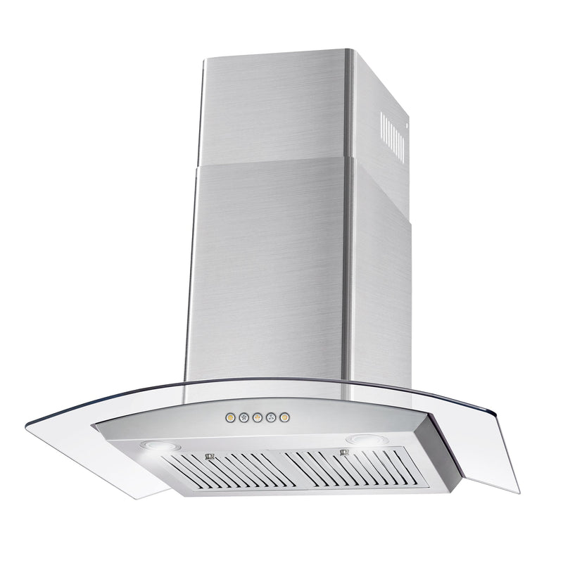 Cosmo 30-Inch 380 CFM Ductless Wall Mount Range Hood in Stainless Steel with Tempered Glass COS-668A750-DL