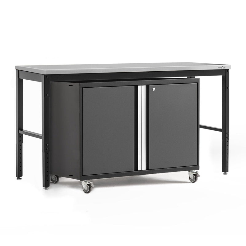 NewAge Pro Series 2 Piece Cabinet Set with 84 in. Workbench and 42 in. Base Cabinet on Casters