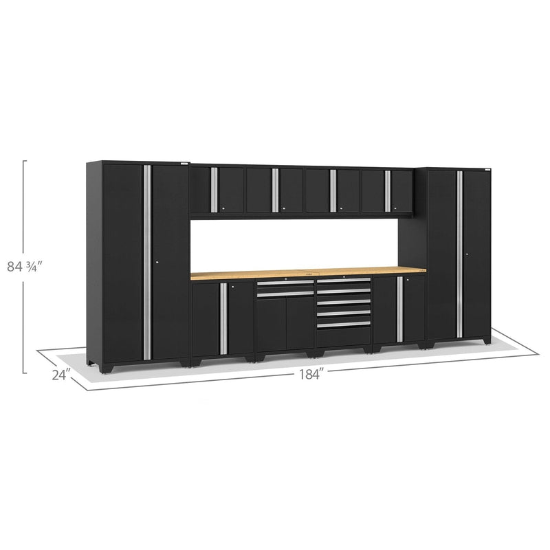 NewAge Pro Series 12 Piece Cabinet Set with Lockers, Base, Wall, Tool Drawer Cabinet and 56 in. Worktop